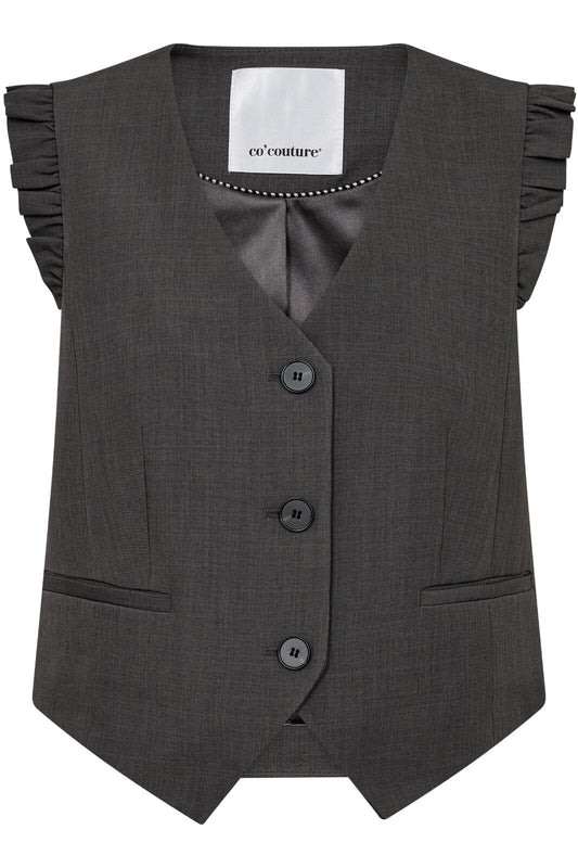 Co'couture | Lianecc Frill Tailor Vest - Dark Grey (30274)