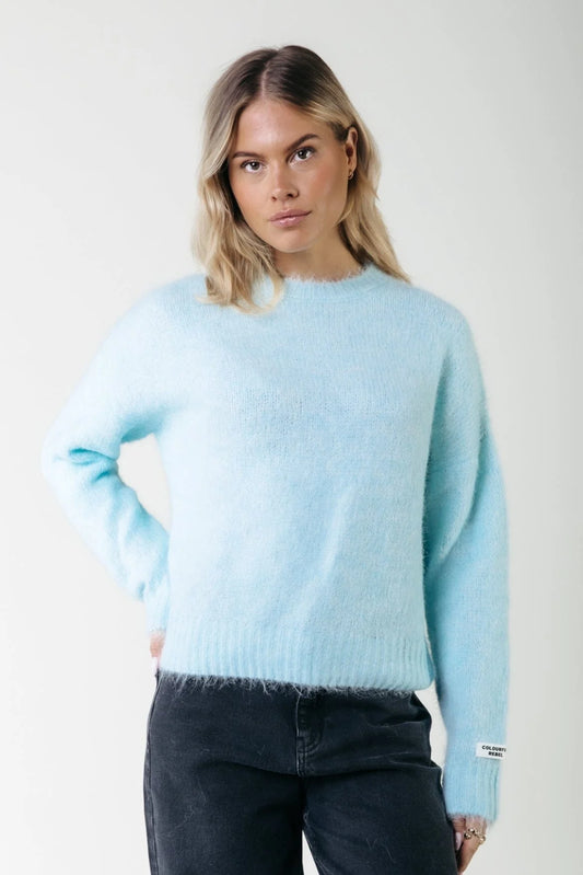 Colourful Rebel | Olivia Crewneck Knitted Sweater -  Light Baby Blue (WK116155)