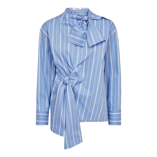 Co'Couture | ShiraCC Stripe Bow Blouse - Pale blue (199-35730)