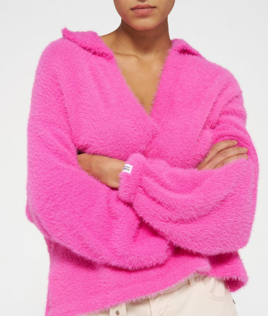 10Days | Polo Sweater Hairy Knit - Bright Pink (20-609-4204)