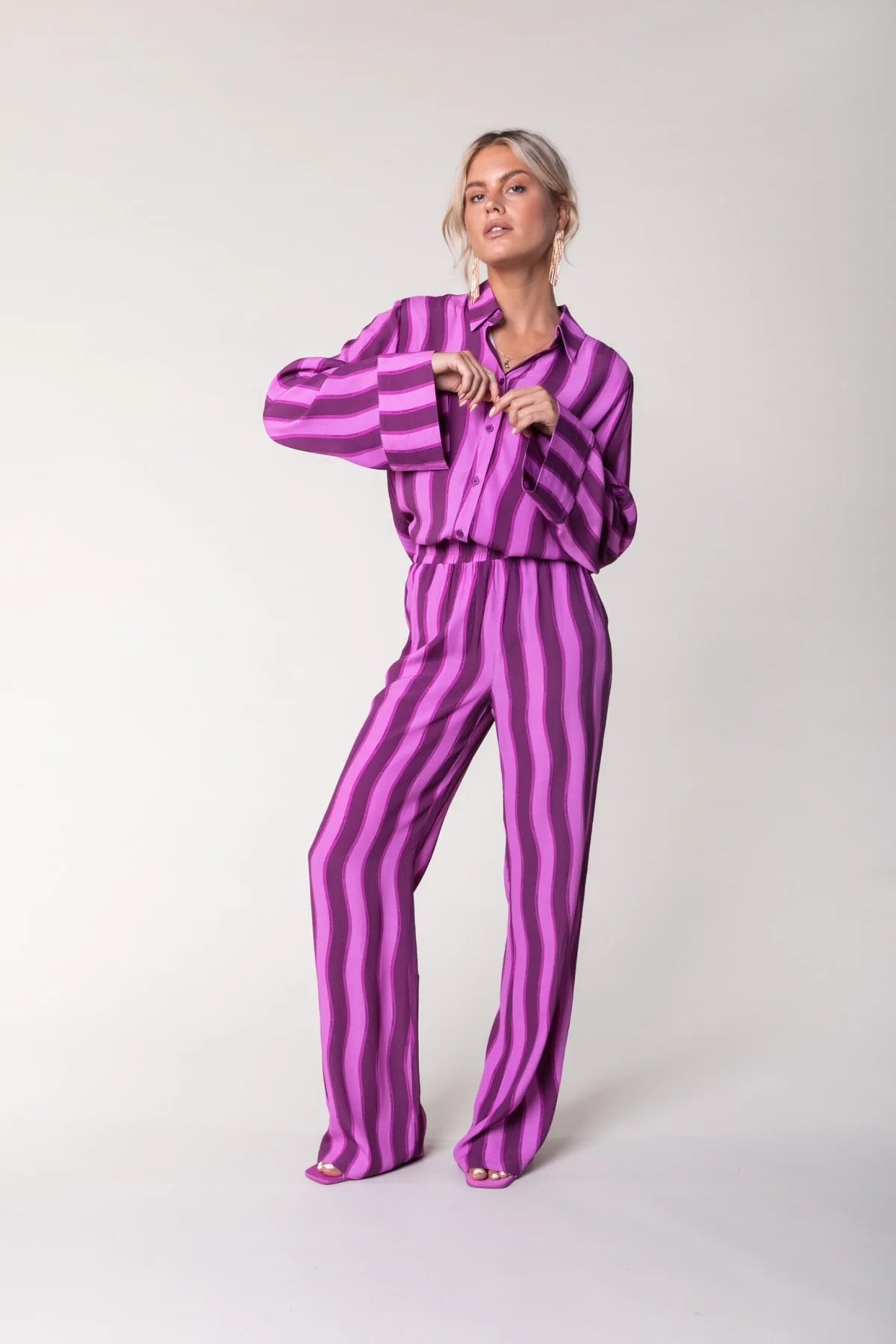 Colourful Rebel | Melody Stripes Straight Pants | Purple WP115702