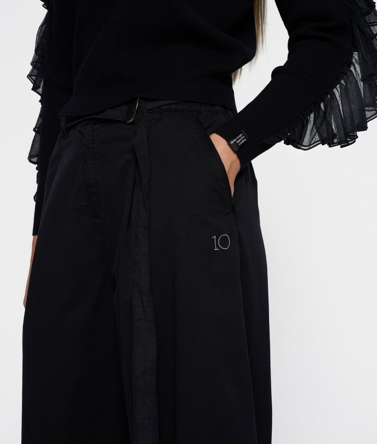 10Days | Wide Leg Pants Twill - Zwart (20-060-5201)