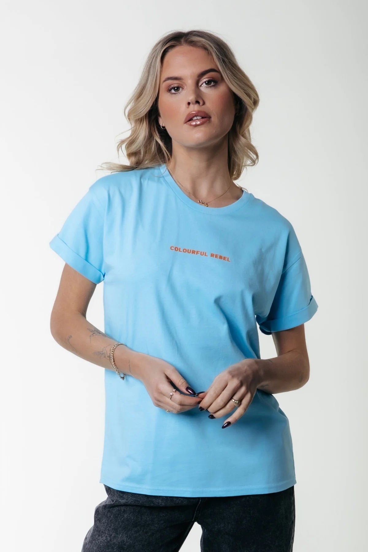 Colourful Rebel | Uni Logo Boxy Tee - Light Blue WT115866