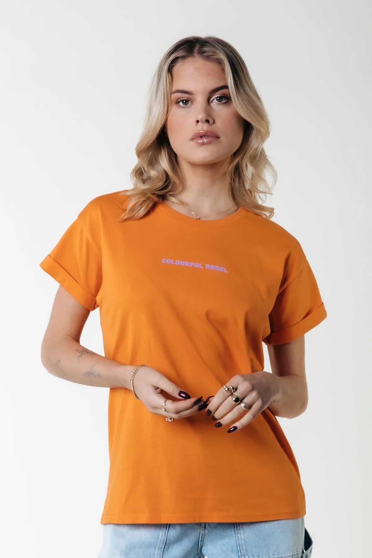 Colourful Rebel | Uni Logo Boxy Tee - Tangerine