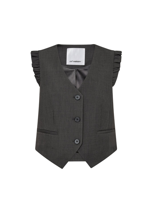 Co'couture | Lianecc Frill Tailor Vest - Dark Grey (30274)