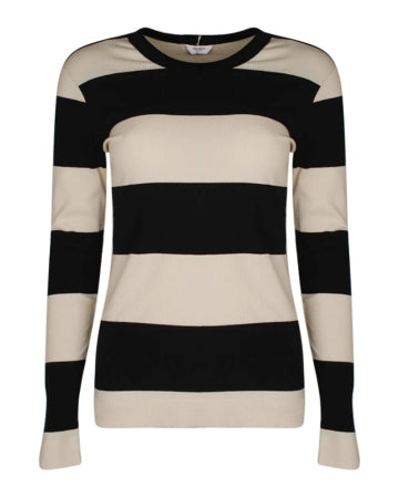 Penn & Ink | Longsleeve W24F1545-A | Ecru Big Stripe