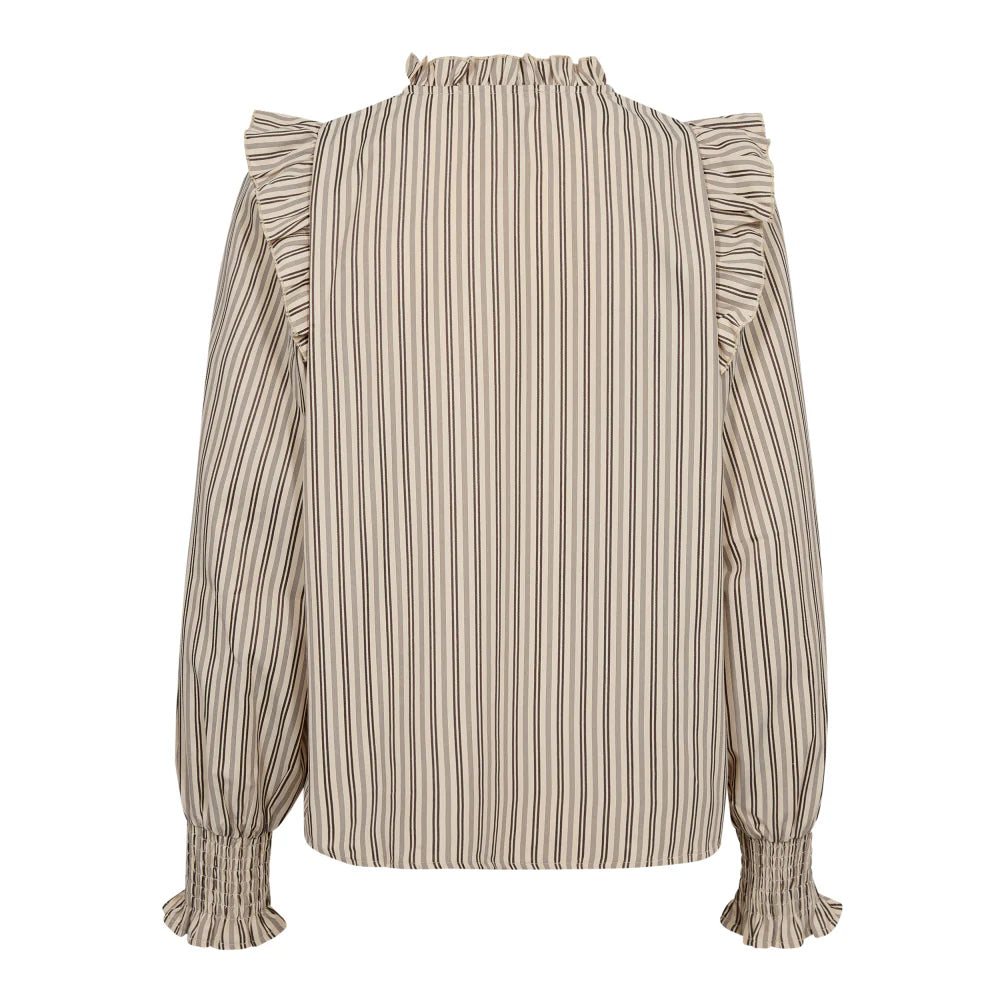 Co'couture | SiggaCC Stripe Smock Frill Blouse - Powder (244-35634)