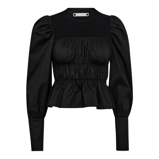 Co'couture | MerciaCC Mix Bustier Blouse - Black (244-35602)