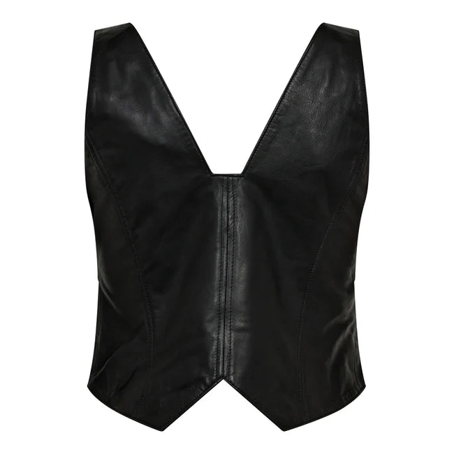 Co'couture | PhoebeCC Leather Zip Vest - Black (246-35731)