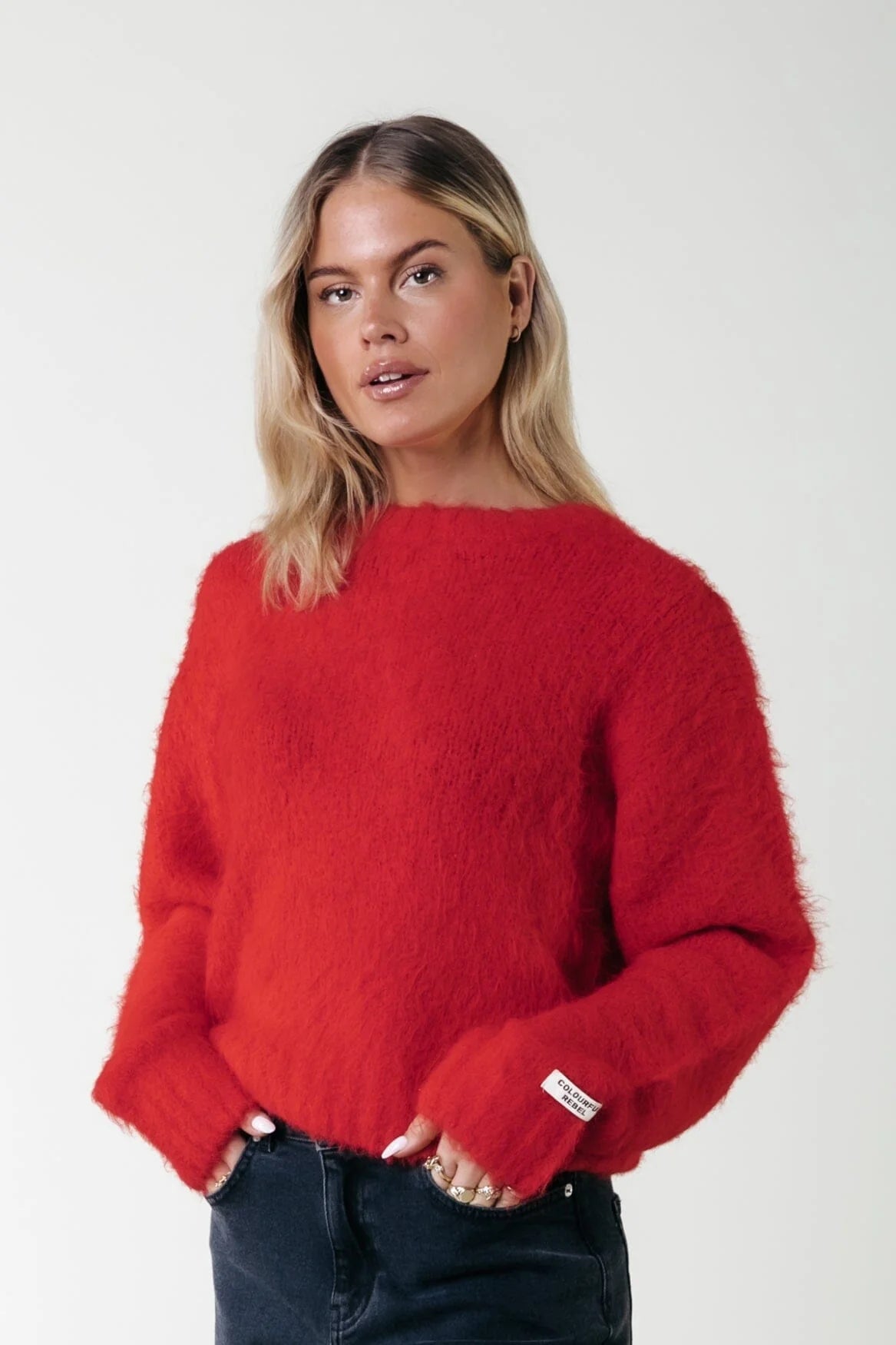 Colourful Rebel | Olivia Crewneck Knitted Sweater | Scarlet Red (WK116192)