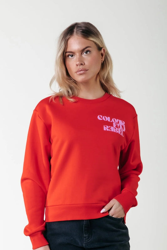 Colourful Rebel | Puff Logo Relaxed Sweat | Scarlet Red  - WS416206