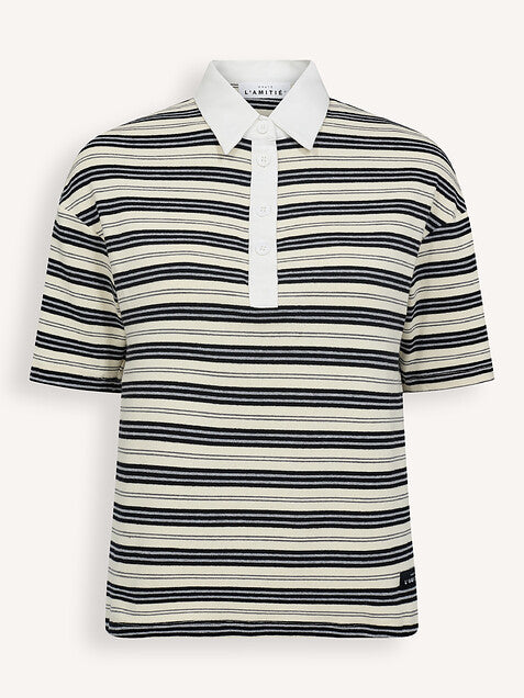 Haute L'Amitié | Boy Stripe SS Polo - Dusty Mocca