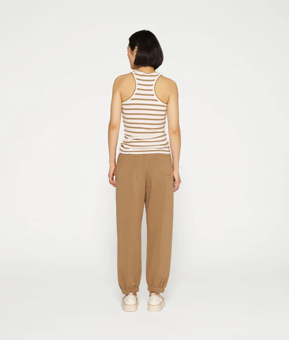 10Days | Tank Top Rib Stripes - Ecru/Cedar Brown 20-461-4203