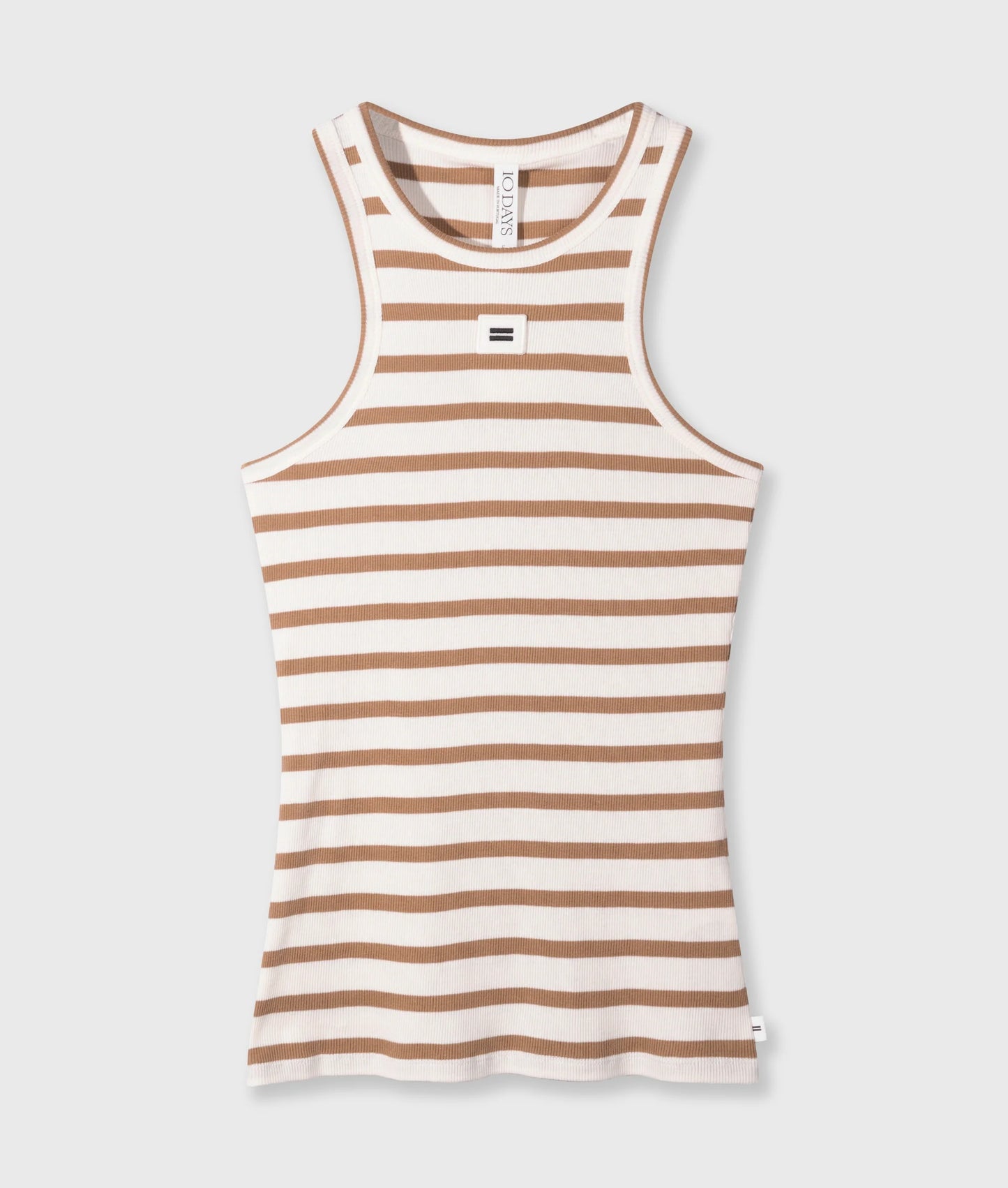 10Days | Tank Top Rib Stripes - Ecru/Cedar Brown 20-461-4203