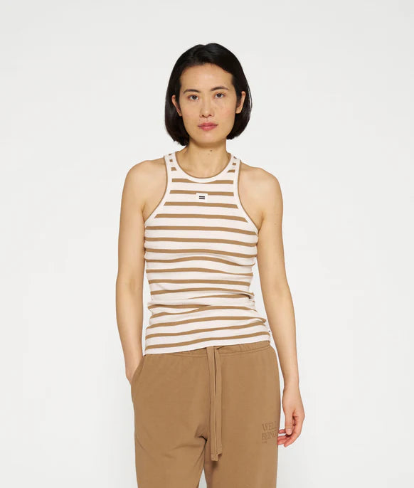 10Days | Tank Top Rib Stripes - Ecru/Cedar Brown 20-461-4203